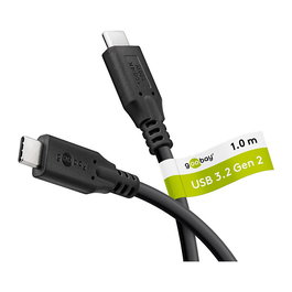 Goobay Cable USB-C a USB-C 3.2 Gen2 (74200), 1 Metro, Negro, 10 Gbit/s, Power Delivery 100W, 4K 60Hz, Thunderbolt 4