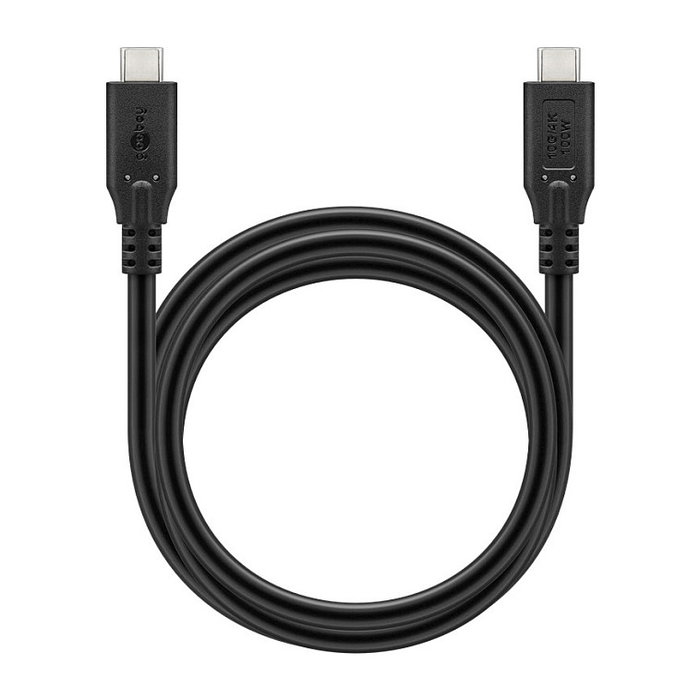 Goobay Cable USB-C a USB-C 3.2 Gen2 (74200), 1 Metro, Negro, 10 Gbit/s, Power Delivery 100W, 4K 60Hz, Thunderbolt 4