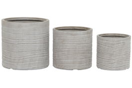 DKD Home Decor Maceta Terraza Y Jardin Beige 44.5 x 44 x 44.5 cm Set de 3