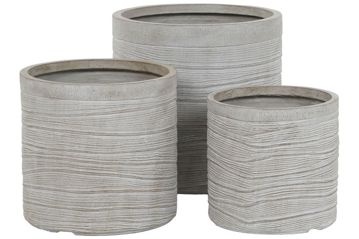 DKD Home Decor Maceta Terraza Y Jardin Beige 44.5 x 44 x 44.5 cm Set de 3