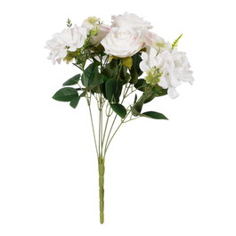 Bouquet Rosas Blanco Pvc-Tejido 43 cm (Set de 6)