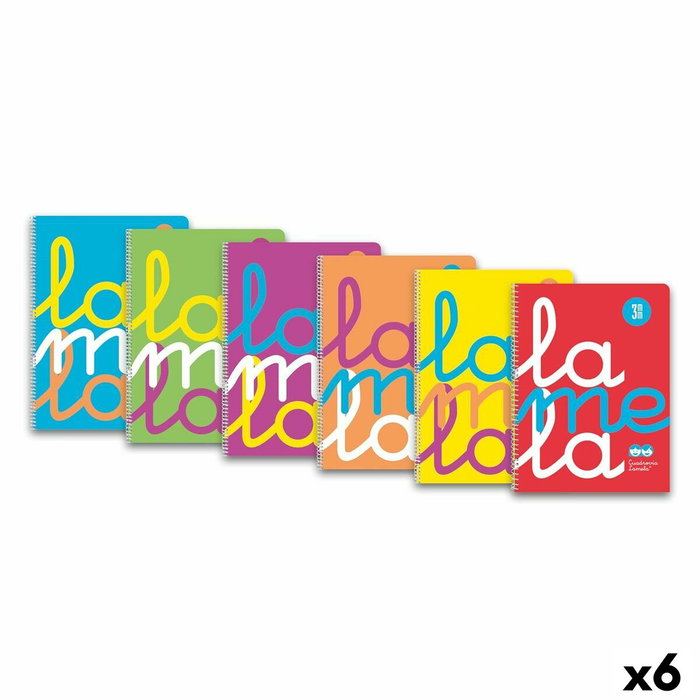 Lamela Cuaderno Espiral 80H 4º 90Gr Cuadrovía 3mm Cubierta PP Flúor (Set de 6)