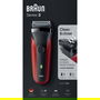 AFEITADORA BRAUN 300S ROJA - 3 ELEMENTOS DE CORTE - RESISTENTE AL AGUA - PANTALLA LED - FUNCIONAMIENTO CON CABLE/INALAMBRICO