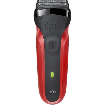 AFEITADORA BRAUN 300S ROJA - 3 ELEMENTOS DE CORTE - RESISTENTE AL AGUA - PANTALLA LED - FUNCIONAMIENTO CON CABLE/INALAMBRICO