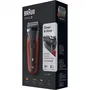 AFEITADORA BRAUN 300S ROJA - 3 ELEMENTOS DE CORTE - RESISTENTE AL AGUA - PANTALLA LED - FUNCIONAMIENTO CON CABLE/INALAMBRICO