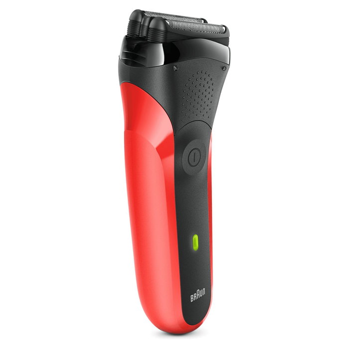 Braun Series 3 300S Máquina de Afeitar Eléctrica, Láminas, Recargable, Lavable, LED, Negro y Rojo