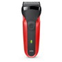 Braun Series 3 300S Máquina de Afeitar Eléctrica, Láminas, Recargable, Lavable, LED, Negro y Rojo