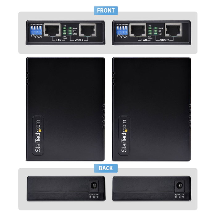 StarTech.com Kit Extensor de Ethernet VDSL2 VDSL-LAN-EXTENDER-EU Negro