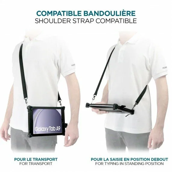 Mobilis 050063 Funda para Samsung Galaxy Tab A9 8.7" (SM-X110/SM-X115) de 22.1 cm (8.7") Negro - Funda de Protección con Tirante y Pulsera, Resistente a Golpes