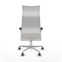 Sillón Albacete con mecanismo Sincro tapizada con Tela color Marrón oscuro y malla color Blanco. Equipado con Base aluminio, Brazos 1D y Ruedas 65 mm parqué
