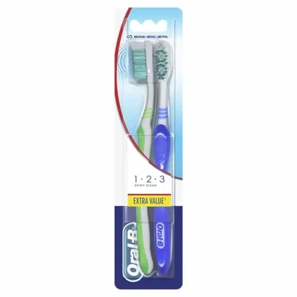 Oral B Shiny Clean Duo Cepillo Dental Medio, 2 unidades Oral B Shiny Clean Duo Cepillo Dental Medio, 2 unidades