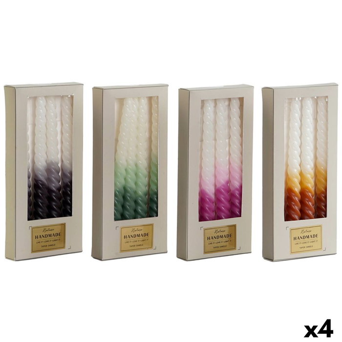 DKD Home Decor Set de 4 Velas de Cera de Parafina Bicolor