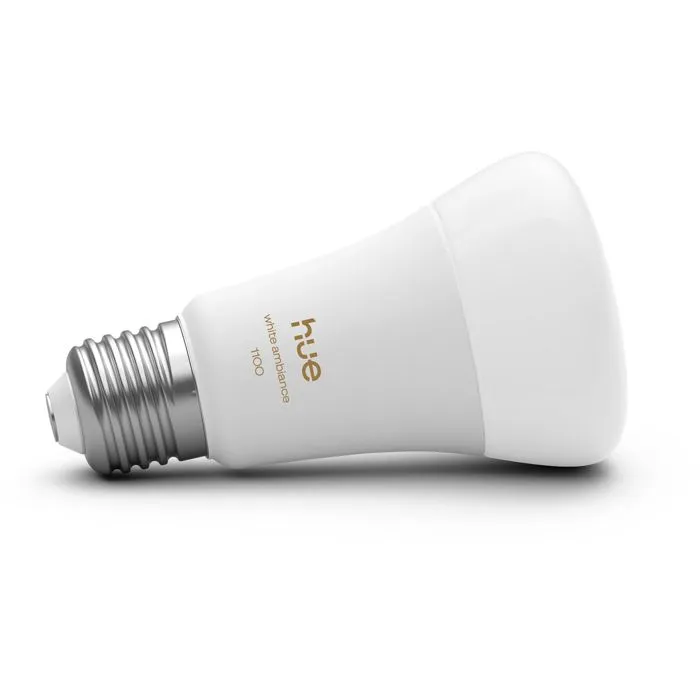 Philips Hue AABUO53059 Bombilla LED A60 Conectada Smart, Luz Blanca Cálida (1000-2000K), 8.1W, 1100 Lúmenes, Base E27 para Hogar Inteligente