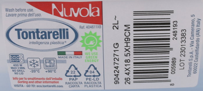 Inde Set de 2 Fiambreras Rectangulares Nuvola 2L Azul