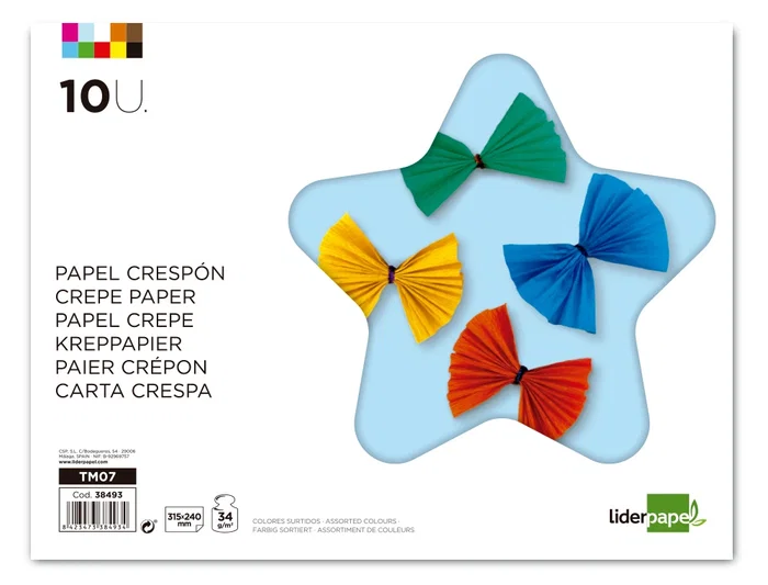 Liderpapel Bloc Trabajos Manuales Crespón 240x315mm 10 Hojas Colores Surtidos