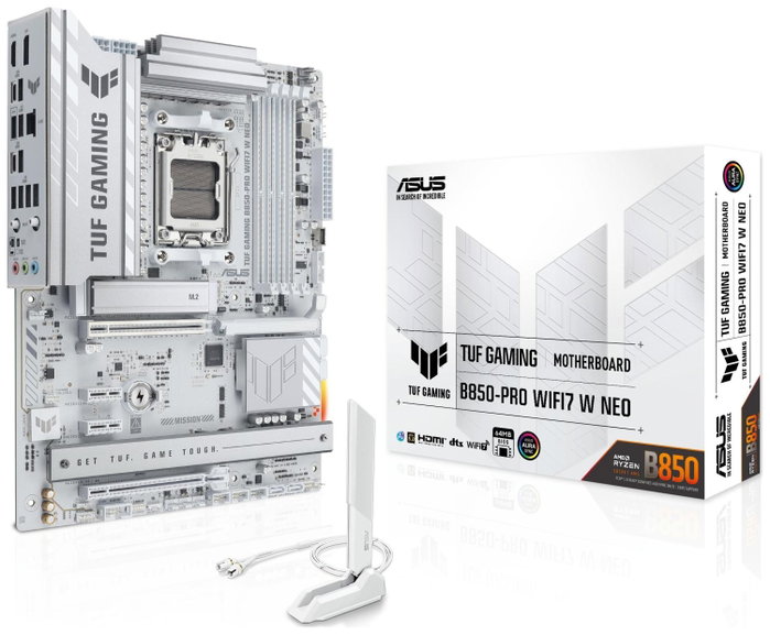 ASUS TUF GAMING B850-PRO WIFI7 W NEO Blanco, AM5, DDR5, ATX ASUS TUF GAMING B850-PRO WIFI7 W NEO Blanco, AM5, DDR5, ATX