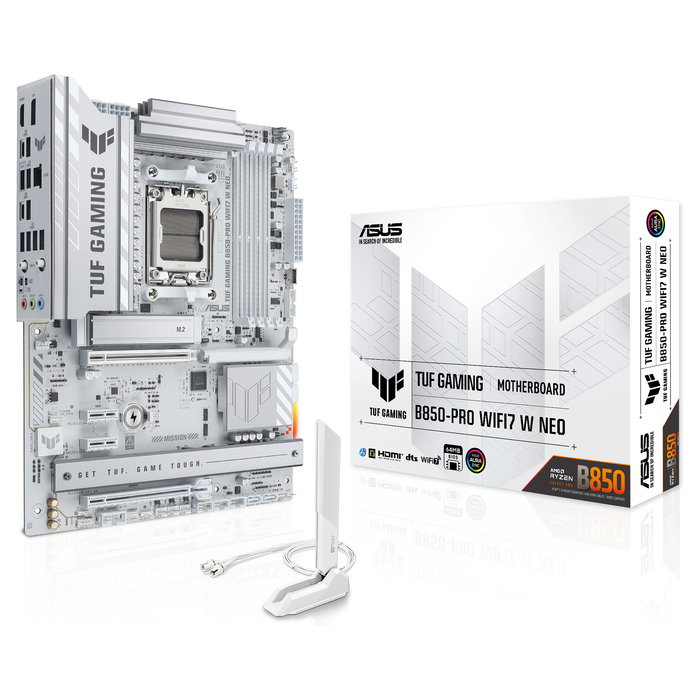 ASUS TUF GAMING B850-PRO WIFI7 W NEO Placa Base ATX, AMD AM5, DDR5, Wi-Fi 7, Bluetooth 5.4, 2.5 GbE, SATA III, M.2, 4 Ranuras RAM