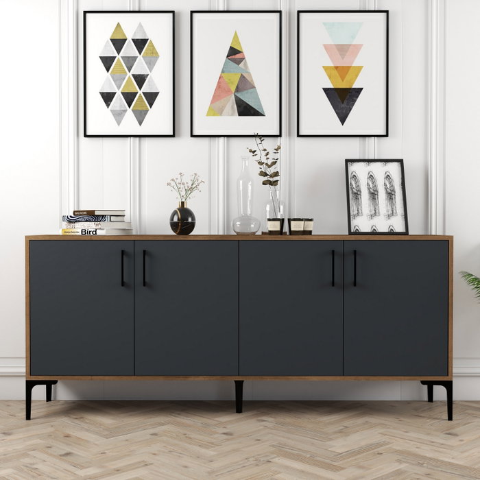 Hanah Home Kiev Consola Industrial Nogal, Antracita 180x78x35cm Hanah Home Kiev Consola Industrial Nogal, Antracita 180x78x35cm