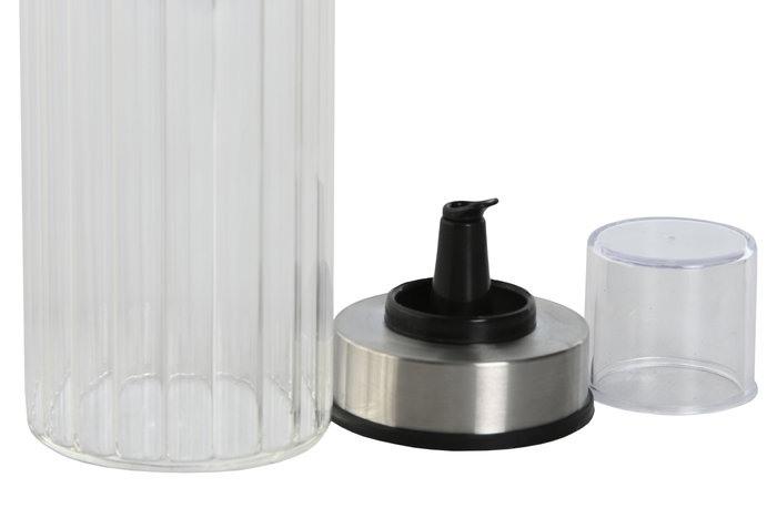 DKD Home Decor Aceitera Vinagrera Set de 2 Cristal y Bambú Transparente Natural 300ml 18.5 x 9.3 x 24 cm