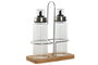 DKD Home Decor Aceitera Vinagrera Set de 2 Cristal y Bambú Transparente Natural 300ml 18.5 x 9.3 x 24 cm