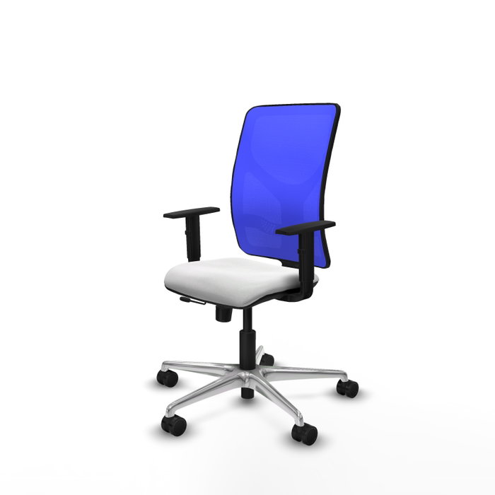 PIQUERAS Y CRESPO Silla de oficina Motilla con mecanismo Sincro/Traslack, Blanco y Azul