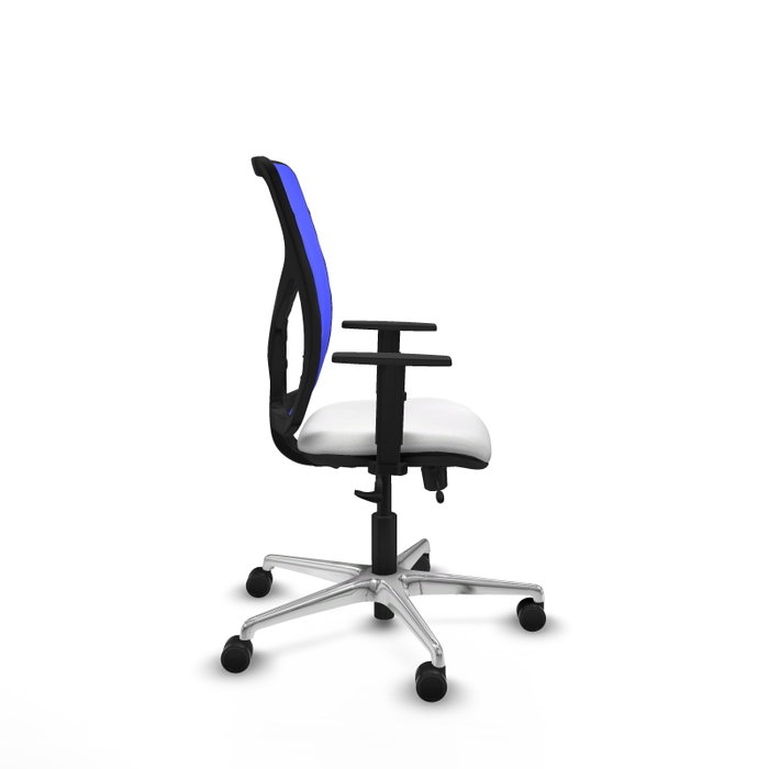 PIQUERAS Y CRESPO Silla de oficina Motilla con mecanismo Sincro/Traslack, Blanco y Azul