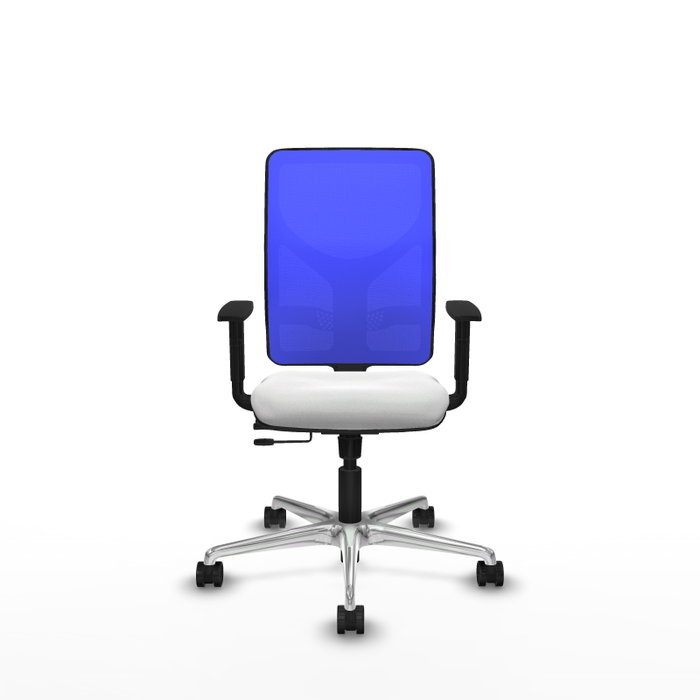 PIQUERAS Y CRESPO Silla de oficina Motilla con mecanismo Sincro/Traslack, Blanco y Azul