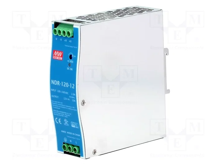 MEAN WELL NDR-120-12 Alimentador de impulso 120W 12VDC 10A Slim MEAN WELL NDR-120-12 Alimentador de impulso 120W 12VDC 10A Slim
