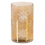 Ixia Portavelas de Cristal Grabado Marrón 15 x 15 x 25 cm