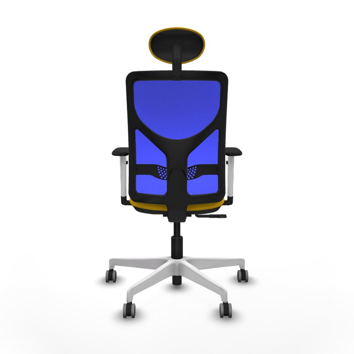 PIQUERAS Y CRESPO Silla de oficina Motilla con mecanismo Sincro, tela amarilla y malla azul PIQUERAS Y CRESPO Silla de oficina Motilla con mecanismo Sincro, tela amarilla y malla azul