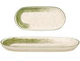 VESSIA - Bandeja Ovalada Patinada Verde de Porcelana para Decoración o Servir - 33 x 15.5 cm (Set de 24)
