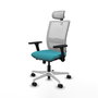 PIQUERAS Y CRESPO Silla de oficina Haches con mecanismo Sincro/Traslack, color Turquesa y Blanco