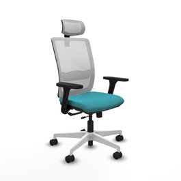 PIQUERAS Y CRESPO Silla de oficina Haches con mecanismo Sincro/Traslack, color Turquesa y Blanco
