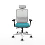 PIQUERAS Y CRESPO Silla de oficina Haches con mecanismo Sincro/Traslack, color Turquesa y Blanco