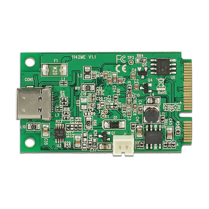 DeLOCK 95259 Adaptador Mini PCIe a USB-C 3.1 Gen 2 ASM1142, Tarjeta de Expansión Tamaño Completo, 1 Puerto USB Type-C, 10 Gbit/s