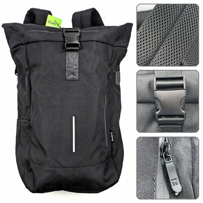 EWENT Trendy Roll EW2536 Mochila para Portátil 17,3 Pulgadas Negra