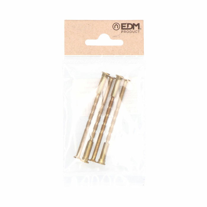 Edm Tornillo pasante multicorte TRN02, M4 x 75 mm, acabado latonado, 4 uds