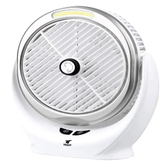 Thulos TH-FN376L Ventilador Portátil 6" con Luz LED COB, 180° Ajustable, Motor Silencioso, Batería Recargable y Carga USB Tipo-C
