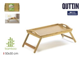 Quttin Mesa de Bambú Auxiliar Plegable 50x30x22 cm
