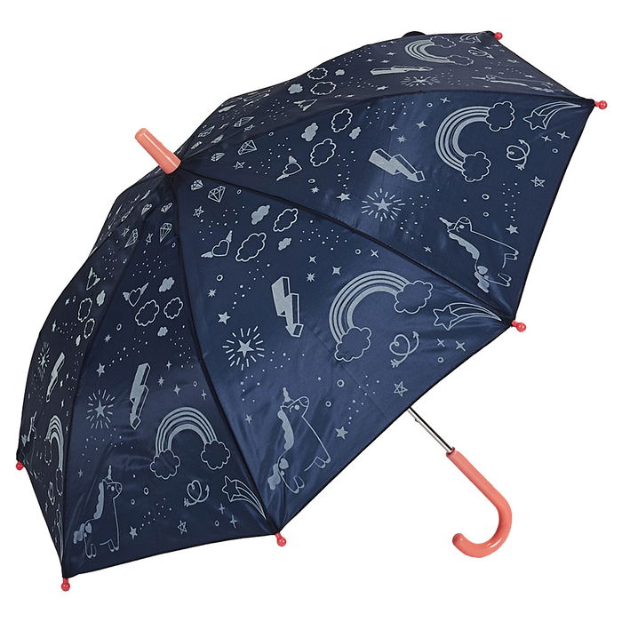 Entre Temps Paraguas Infantil Fosforescente Entre Temps Constelaciones Cohetes Unicornios Arcoiris 69cm