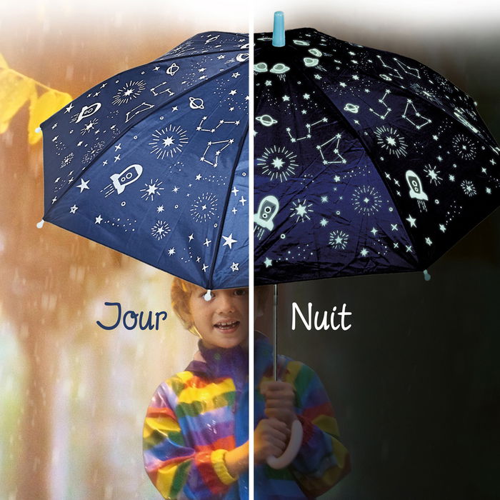 Entre Temps Paraguas Infantil Fosforescente Entre Temps Constelaciones Cohetes Unicornios Arcoiris 69cm