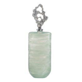 Ixia Botella Decorativa Verde-Plata de Cristal 19 x 13 x 62 cm