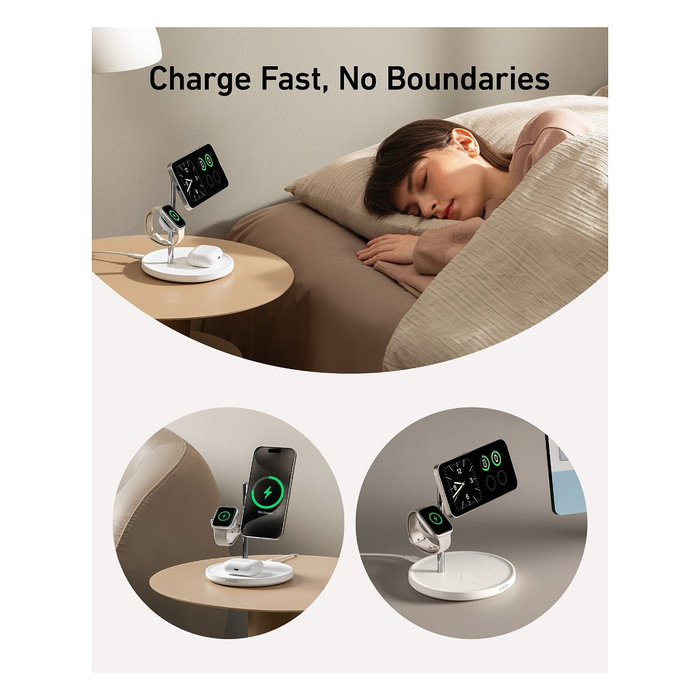 Anker MagGo Estación de Carga Inalámbrica 3 en 1 Plegable Blanco