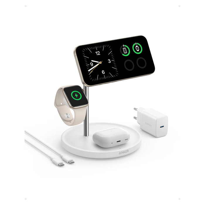 Anker MagGo Estación de Carga Inalámbrica 3 en 1 Plegable Blanco