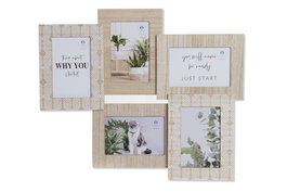 DKD Home Decor Marco Multifoto MDF y Cristal para 5 Fotos, Natural