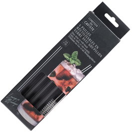 Cook Concept Set de 4 Pajitas Reutilizables de Vidrio Borosilicato con Escobilla