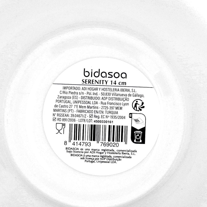 Bol Porcelana Serenity Hydrozero Bidasoa 14 cm (6 Unidades) Bol Porcelana Serenity Hydrozero Bidasoa 14 cm (6 Unidades)