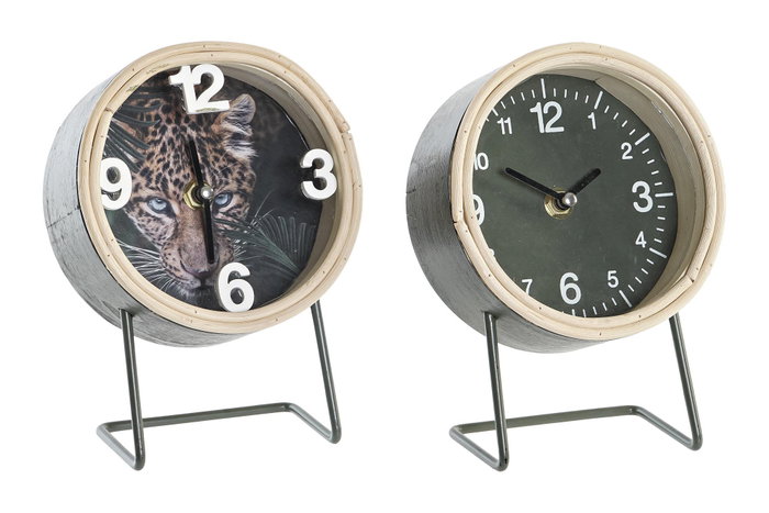DKD Home Decor Set de 2 Relojes de Sobremesa MDF y Metal (Surtido Natural y Negro) 13x7x18 cm DKD Home Decor Set de 2 Relojes de Sobremesa MDF y Metal (Surtido Natural y Negro) 13x7x18 cm