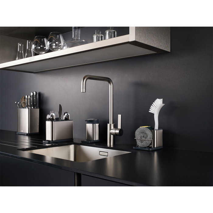 Joseph Joseph Surface Sink Tidy de acero inoxidable, Grande, Silver / Black