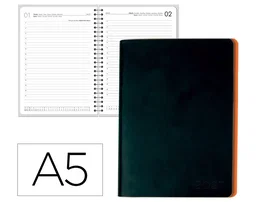 Liderpapel Agenda de oficina 2027 encuadernada naranja A5 bilingüe